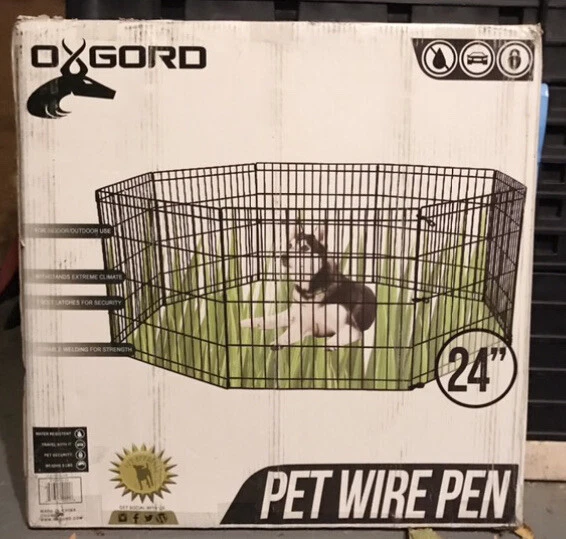 Pluma OxGord® Wire Pet Play - Negra - 24” de alto - Plegable - RECOGIDA LOCAL Foto 1 de 3