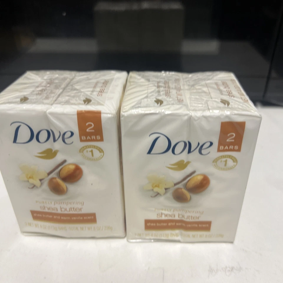Dove SHEA BUTTER Vanilla Scent Bar Soap Moisturizing Cream 3.75 oz - 2prk - Image 1 of 1