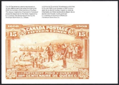 🍁Canada # 82 - 2    "CHAMPLAIN'S DEPARTURE"    Brand New  1982  Postcard Issue - Image 1 of 2