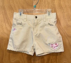 Girl’s Size 6 Khaki Shorts with Pink Flowers by Carter’s - Picture 1 of 3