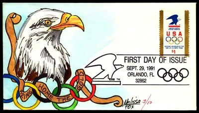 Scott 2539 $1.00 Post Office Eagle Melissa Fox Hand Painted FDC 3 Of 10 - Image 1 of 2
