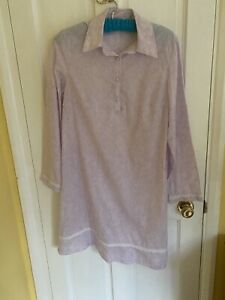 House Of Fraser Lilac and White Cotton Shirt-dress/tunic size Medium ?10 - 16