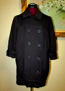 FLYING TOMATO SZ M FADED BLK DBL BREASTED COAT W BUTTON BANDED HEM - Picture 1 of 10