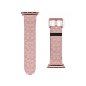 Coach Apple Watch faux leather watch straps, band, belt, Marmoleado, Pink Coach - Picture 1 of 34
