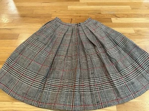Vintage 1950's brown White Plaid 100% Wool Skirt - Picture 1 of 10
