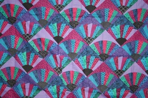 MULTICOLORED FAN BLOCKS FROM VIP - 100% COTTON FABRIC - Picture 1 of 4