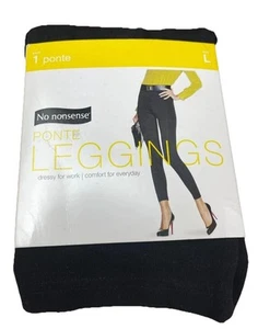NO NONSENSE Ponte Knit Pintuck Women's Black Legging - Picture 1 of 5