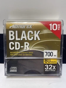 Memorex Negro Grabable CD-R 700 mb 80 min 1x-32x Velocidad Paquete de 10 De Colección 2000 - Imagen 1 de 3