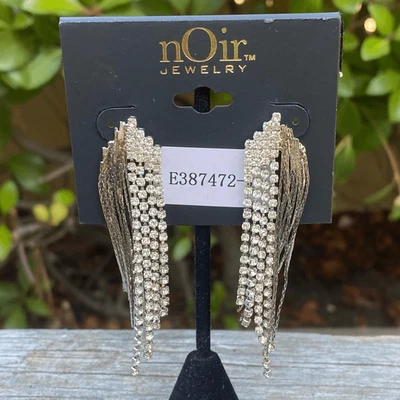 Nuevos pendientes colgantes cascada diamantes de imitación de plata joyería negra. Fiesta nupcial nueva sin etiquetas Foto 1 de 3