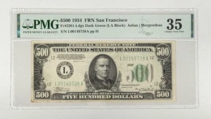 1934 $500 Federal Reserve Note PMG 35 California Banknote Fr. 2201-Ldgs - Picture 1 of 2