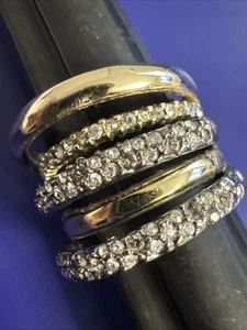 Alexis Bittar Pavé Orbit Kristall Lagenlook Ring Neu Größe 7 1/2 Gold & Rotguss - Bild 1 von 11
