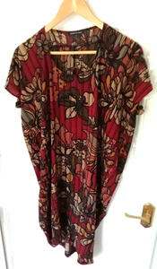 Made in Italy One Size Burgundy Brown Floral Tunic Dress Blouse Top Semi Sheer - Picture 1 of 8