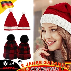 Weihnachtsmütze Nikolausmütze Rot Gestrickte Mütze Santa Erwachsene/Kinder NEU· - Bild 1 von 30