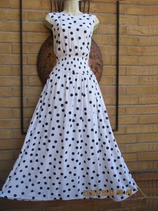 River Island 'Somewhere to go' Size 16 18 White Polka Dot Linen Blend Midi Dress - Picture 1 of 10