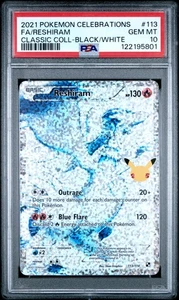 2021 POKEMON CELEBRATIONS CLASSIC COLL #113 FULL ART/RESHIRAM PSA 10 - Picture 1 of 3