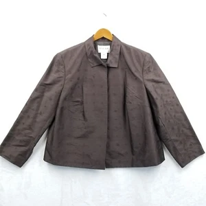 Oscar de la Renta Jacket Women 20W Brown Silk Embroidered Crop Evening Blazer - Picture 1 of 10