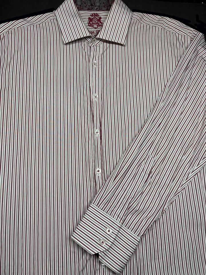 Camisa a rayas de algodón manga larga con botones delanteros de lavandería inglesa para hombre 17 1/2 34/35 Foto 1 de 4