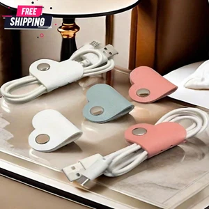 5pcs Cable Organizer Fashionable Heart-Shaped Portable Leather Cable Organizer - Picture 1 of 9