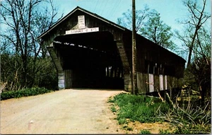 Postkarte Preble Co. College Corner Ohio überdachte Brücke Four Mile Creek Vintage - Bild 1 von 2