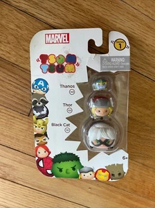 MARVEL TSUM TSUM SERIES 1 BLACK CAT, THOR, THANOS FIGURES 3 PACK 2016 SEALED   - Picture 1 of 2