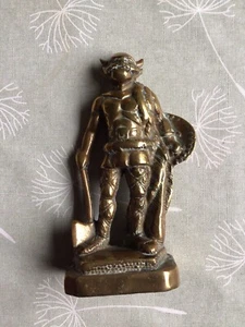 Antique Solid Brass Figure Of Viking Warrior - Picture 1 of 4