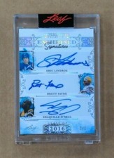 2020-21 LEAF SUPERLATIVE ENSHRINED SIGNATURES PLATINUM LINDROS/FAVRE/O'NEAL #2/2