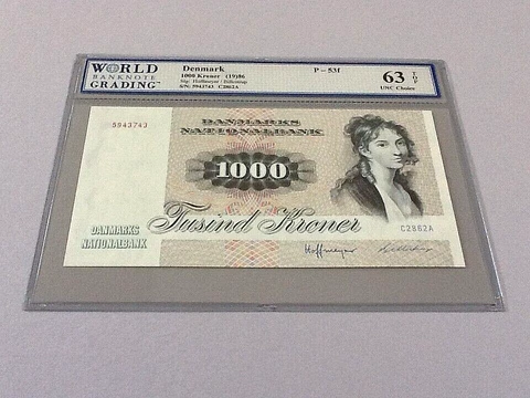 Denmark 1,000 Kroner P-53f 1986  WBG 63 TOP Cover