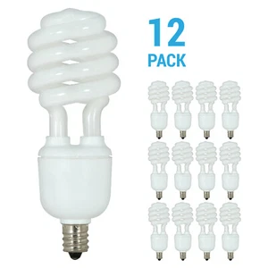 12 Pack Mini Spiral Compact Fluorescent CFL 13W 120V T2 Candelabra E12 5000K - Picture 1 of 4