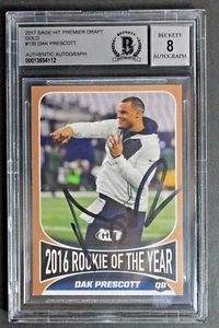 Dak Prescott Signed Autographed ROOKIE 2017 Sage Hit Premier Draft Gold 135 BAS  - Picture 1 of 4