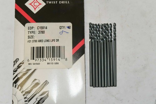 9 pcs CLEVELAND #31 Cobalt 135 Degree Oxide AMD Long Life Jobber Drills ...
