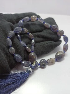 Natural Blue Iolite Gemstone 12x17 , 7x9 mm Oval Smooth Beads Prayer Japa Guru - Picture 1 of 6