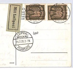 GERMANY Air Mail Postcard JUNCKERS AEROPLANE 1923 *Leipzig-Mockau* Flight YV357 - Picture 1 of 14