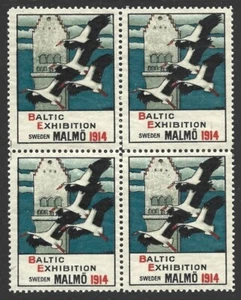Sweden Malmö 1914 Baltic Exhibition Cinderella Block ENGLISH Language Fine NH - Picture 1 of 2