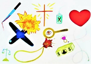 DRAWING - 'FOR THE LOVE OF...MONEY!', COLORED PENCIL ON SKETCH PAD - FREE SHIP! - Picture 1 of 3
