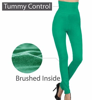 Pantalones elásticos ajustados de invierno cálidos de lana con control de barriga de cintura alta Foto 1 de 2