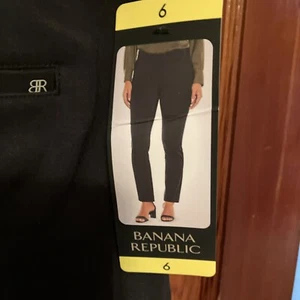 NEW With Tags Banana Republic Womens size 6 BLACK Slim Straight Pants 30” Inseam - Picture 1 of 7