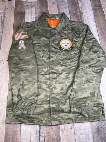 Nike Men M Pittsburgh Steelers Bomber Jacket Salute to Service Camouflage Green Cover
