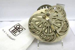 R & Y AUGOUSTI Butterfly Design Oval Handbag Stingray Pale Beige Constructed Bag - Picture 1 of 9