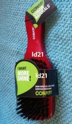 100% Boar Bristle Wooden Hair Brush Conair Natural Shine Booster 7" - Image 1 of 3