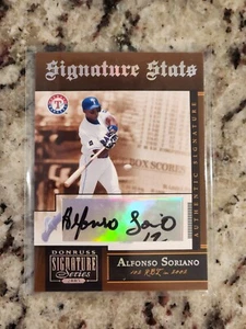 2005 Donruss Signature Series Stats Materials Alfonso Soriano #SS-4 Auto - Imagen 1 de 2