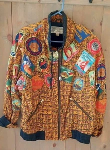 Vintage GIACCA SPORT Oversized Zip Front Lightweight Bomber Jacket Size Large - Picture 1 of 3