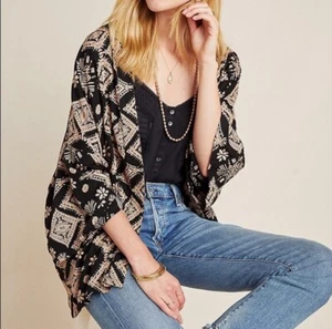 Andersen & Lauth Patterned 100% Viscose Kimono Cardigan Sweater One Size - Picture 1 of 7