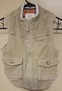 OshKosh Boys Reversible Vest Sz 4T Corduroy Tan Quilted Pockets Warm Fall Lined  - Picture 1 of 7