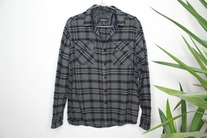 Brixton button shirt men S size plaid cotton black gray - Picture 1 of 8
