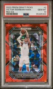 VICTOR WEMBANYAMA 2023 PANINI Draft Picks RED ICE PRIZM RC PSA 10 GEM MN #2 💎👽 - Foto 1 di 2