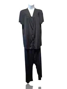 Líssome Lounge Sz M - 2 Pc Pajamas Set, Silky Black Polyester. NS-7 - Picture 1 of 10