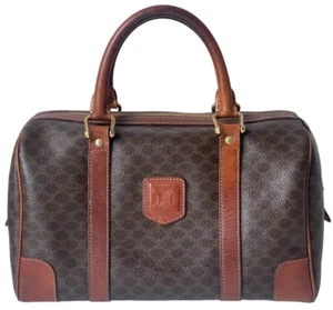 Bolso Celine Macadam Boston Vintage Marrón Pequeño 2 Manijas Clásico Monograma Bolso de Mano - Imagen 1 de 22