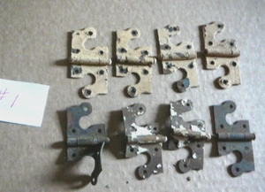 Eight Matching Antique ESS Shape Salvaged Door Surface Mount Cabinet Hinges #1 - Picture 1 of 4
