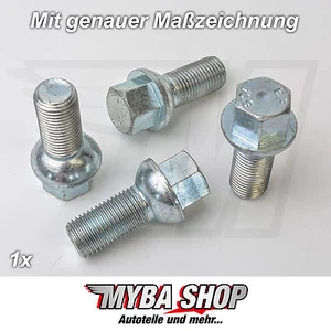 4x Wheel Bolt M14 x 1.50 x 27 Rims SW17 Ball Seat for Audi, VW - Picture 1 of 1