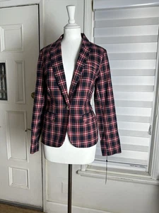 Tommy Hilfiger Damen Karo-Druck Ellenbogen-Patch Blazer Neu mit Etikett Größe 12 - Bild 1 von 16